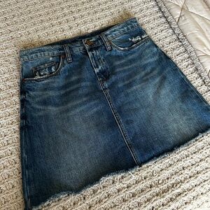 Blank NYC Raw Hem Blue Denim Mini Skirt